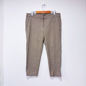 ZARA Women's Beige Black Houndstooth Narrow Leg Pants‎ Size 8